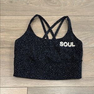SOULCYCLE X LULULEMON Black Speckle Longline Energy Bra‎ Active Workout Top Sz 6